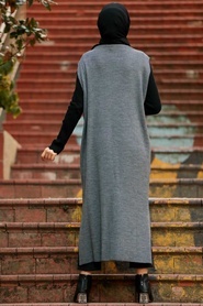 Smoked Color Hijab Knitwear Vest 3324FU - Thumbnail