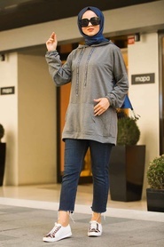 Smoked Hijab Sweatshirt & Tunic 41251FU - Thumbnail