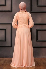 Neva Style - Modern Solmon Pink Islamic Bridesmaid Dress 4579SMN - Thumbnail