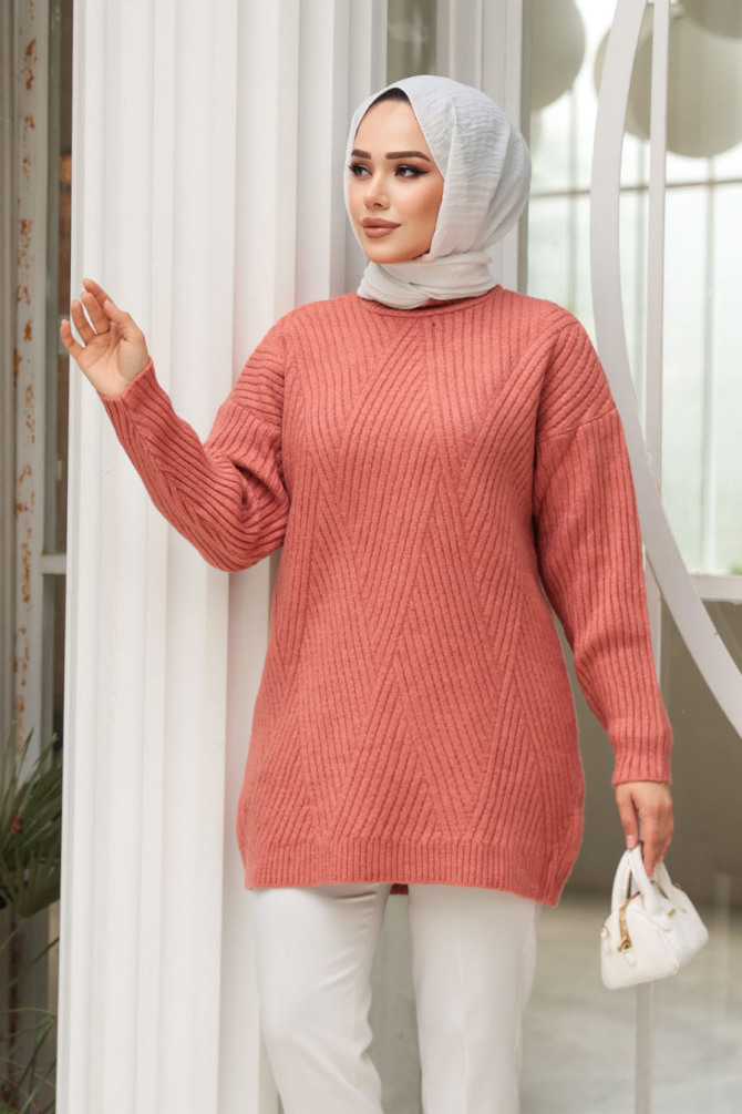 Somon Tesettür Triko Kazak Tunik 7852SMN - 2