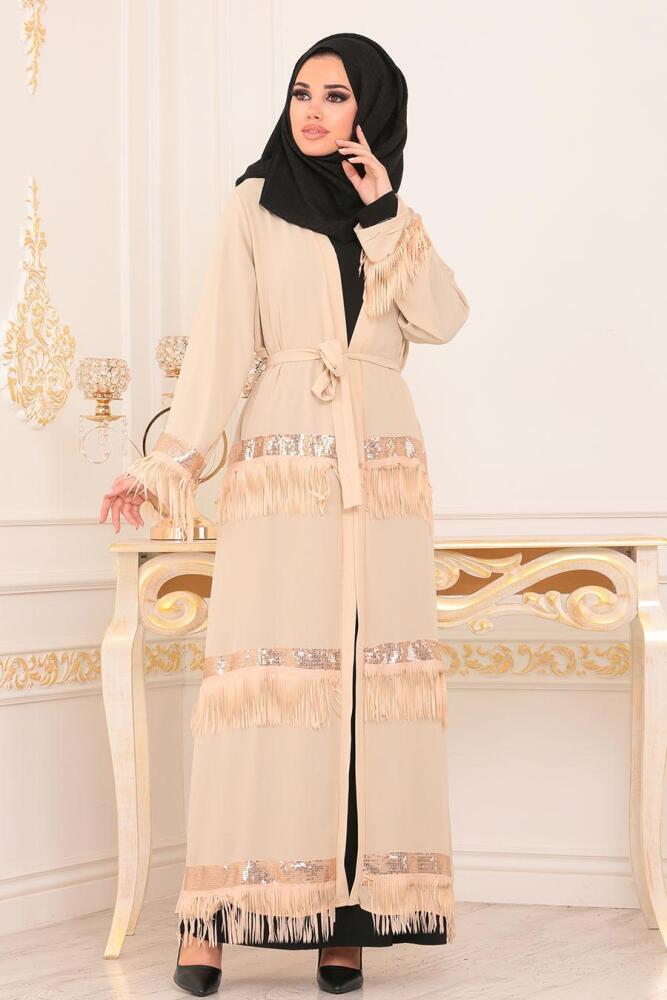 Stone Color Hijab Abaya 8905TAS - 2