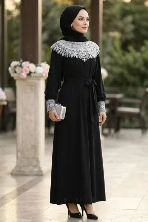 stone-embellished Belted Tanya White Modest Evening Dress 15649B 