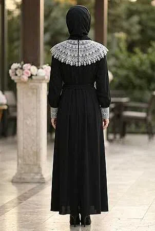 stone-embellished Belted Tanya White Modest Evening Dress 15649B - 2