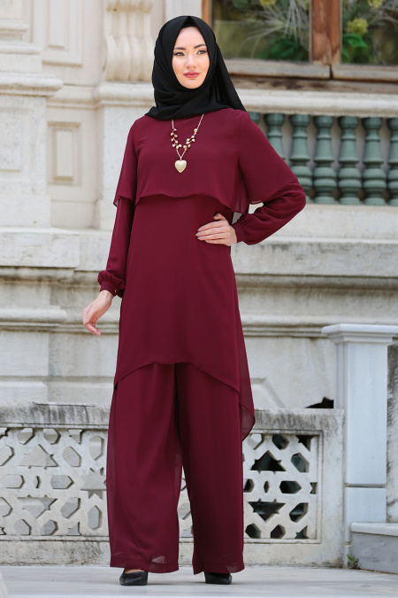 Suit - Claret Red Hijab Suit 51770BR