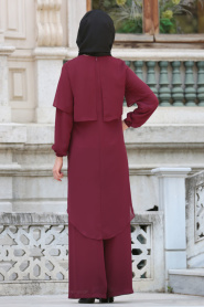 Suit - Claret Red Hijab Suit 51770BR - Thumbnail