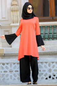 Suit - Coral Color Hijab Suit 53240MR - Thumbnail