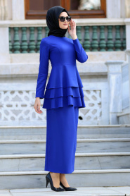 Suit - Sax Blue Hijab Suit 42050SX - Thumbnail