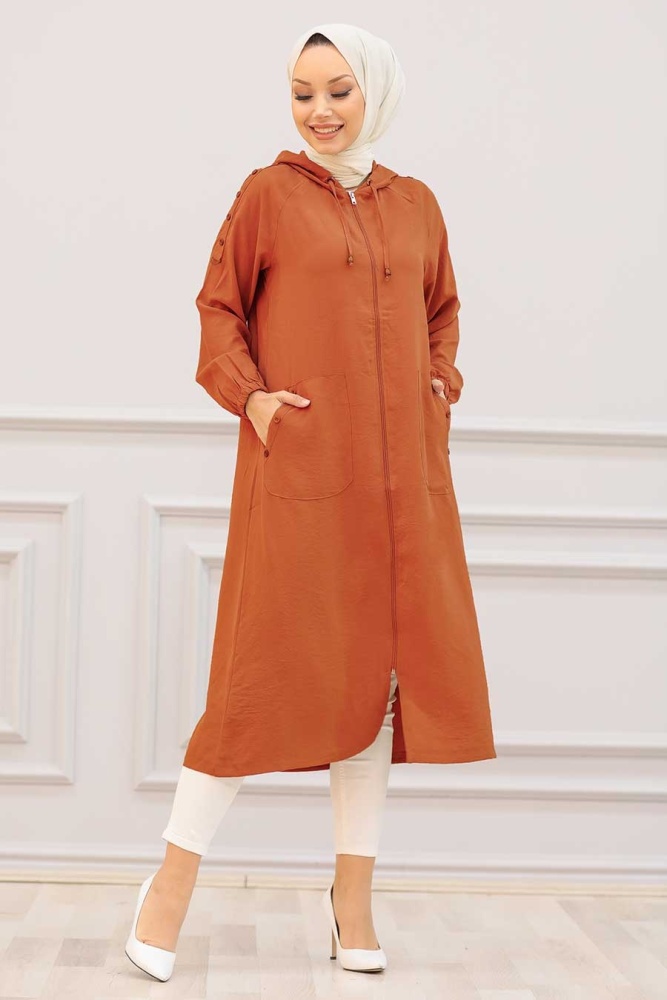 Sunuff Colored Hijab Coat 14650TB - 1