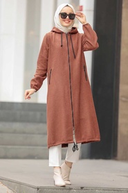 Sunuff Colored Hijab Coat 5664TB - Thumbnail