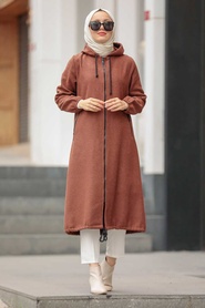 Sunuff Colored Hijab Coat 5664TB - Thumbnail