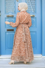 Sunuff Colored Hijab Dress 14230TB - Thumbnail