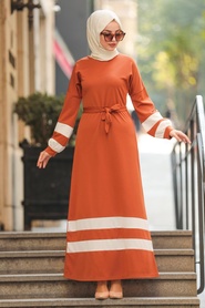Sunuff Colored Hijab Dress 207TB - Thumbnail