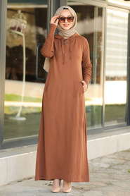 Sunuff Colored Hijab Dress 2343TB - Thumbnail