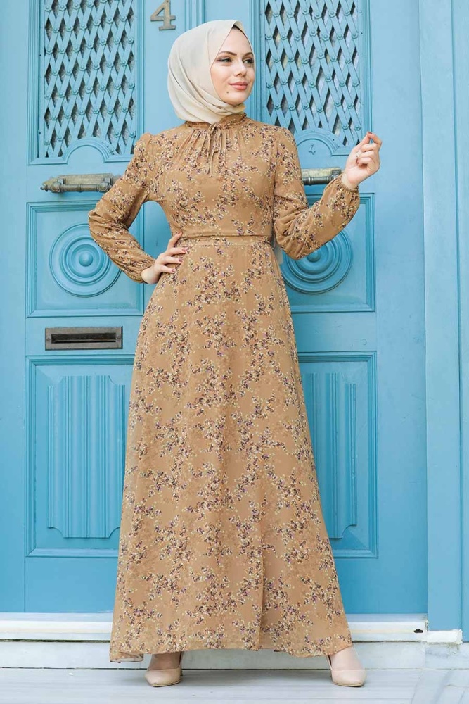Sunuff Colored Hijab Dress 279011TB - 1