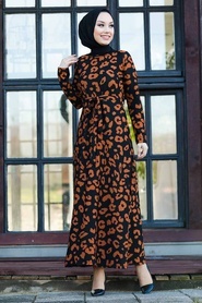 Sunuff Colored Hijab Dress 43097TB - Thumbnail