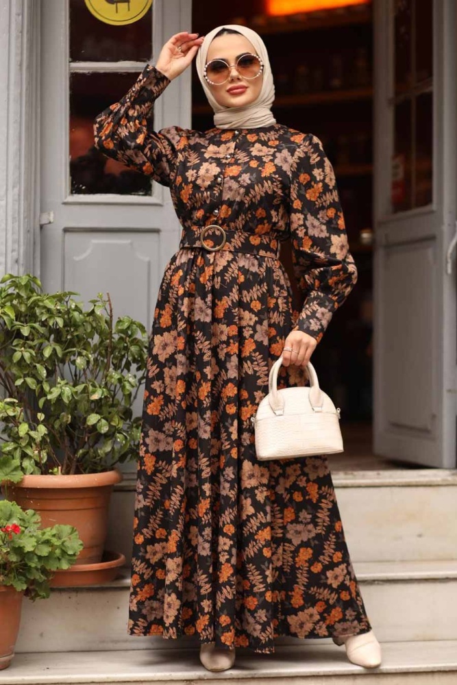 Sunuff Colored Hijab Dress 44670TB - 5