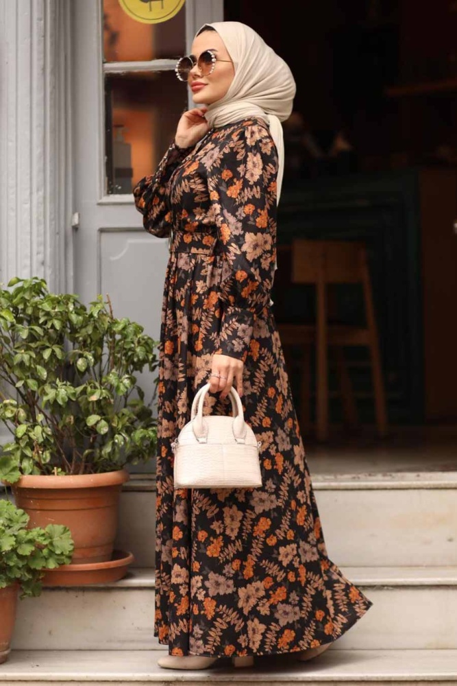Sunuff Colored Hijab Dress 44670TB - 6
