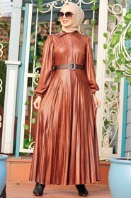 Sunuff Colored Hijab Dress 7630TB - Thumbnail