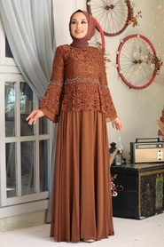 Neva Style - Long Sunuff Colored Modest Wedding Dress 20671TB - Thumbnail