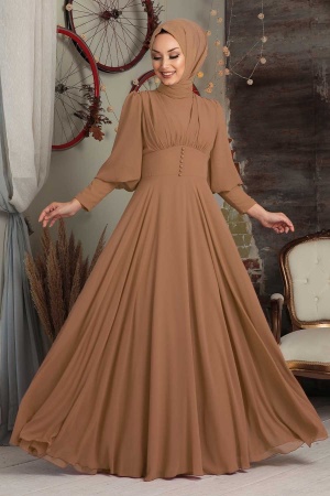 Neva Style - Plus Size Sunuff Colored Modest Prom Dress 53810TB - 1