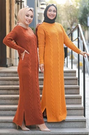 Sunuff Colored Hijab Knitwear Dress 5083TB - Thumbnail