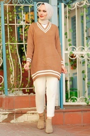 Sunuff Colored Hijab Knitwear Jumper 7854TB - Thumbnail
