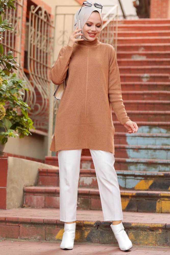 Sunuff Colored Hijab Knitwear Tunic 18441TB - 1