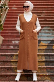 Sunuff Colored Hijab Knitwear Vest 3324TB - Thumbnail