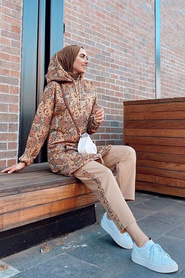 Sunuff Colored Hijab Suit 8041TB - Thumbnail
