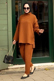 Sunuff Colored Hijab Suit Dress 51830TB - Thumbnail