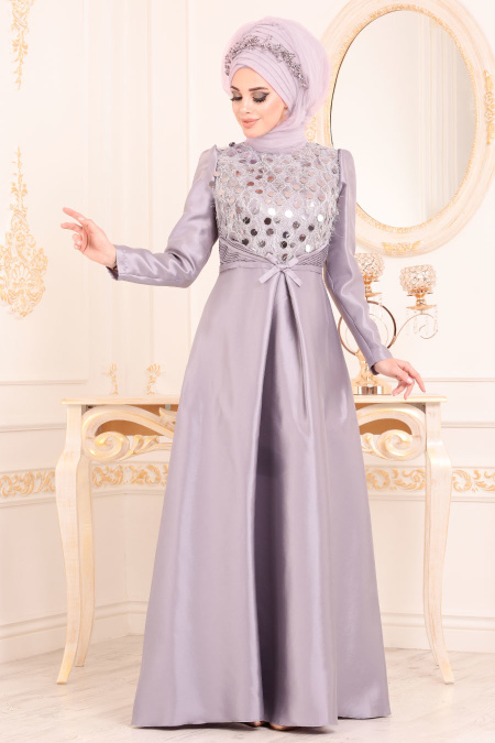 Neva Style - Stylish Lila Modest Islamic Clothing Wedding Dress 3755LILA