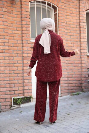 Taşlı Bordo Tesettür İkili Takım 12921BR - 3