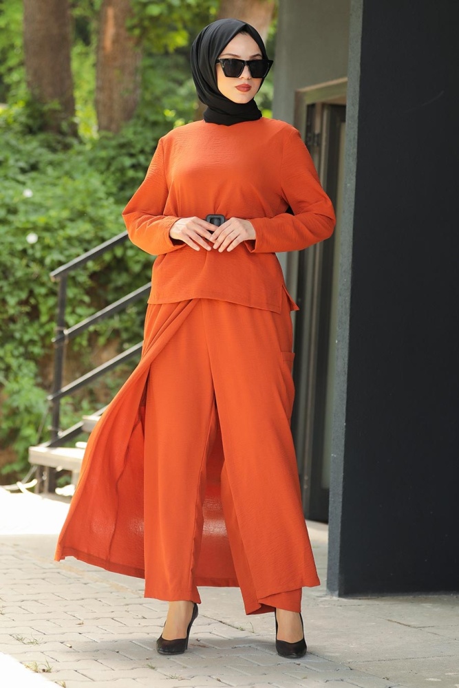 Terra Cota Hijab Dual Suit Dress 12801KRMT - 1