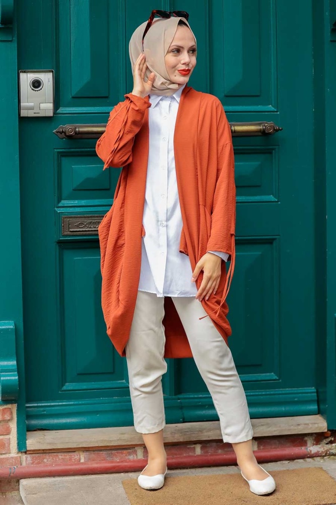 Terra Cotta Hijab Cardigan 1085KRMT - 2