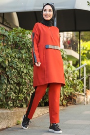 Terra Cotta Hijab Casual Suit 1297KRMT - Thumbnail