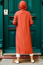 Terra Cotta Hijab Coat 17250KRMT - Thumbnail