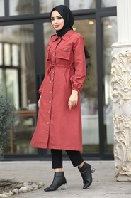 Terra Cotta Hijab Coat 5671KRMT - Thumbnail