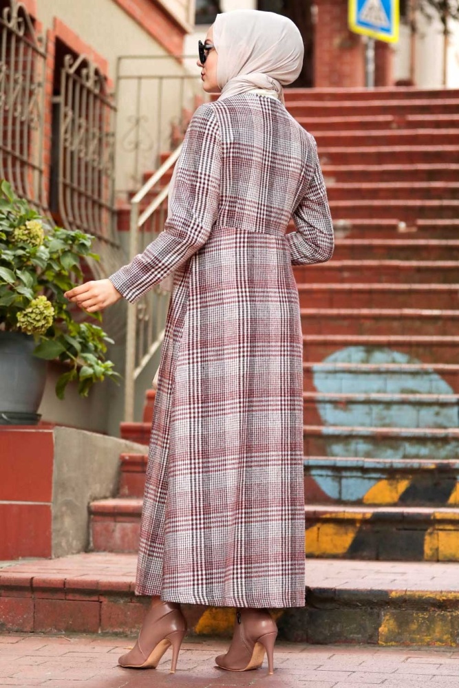 Terra Cotta Hijab Coat 8941KRMT - 3