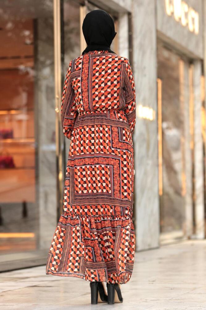 Terra Cotta Hijab Dress 1189KRMT - 2
