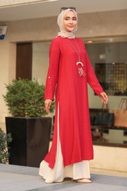 Terra Cotta Hijab Dress 3332KRMT - Thumbnail