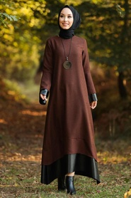 Terra Cotta Hijab Dress 3348KRMT - Thumbnail