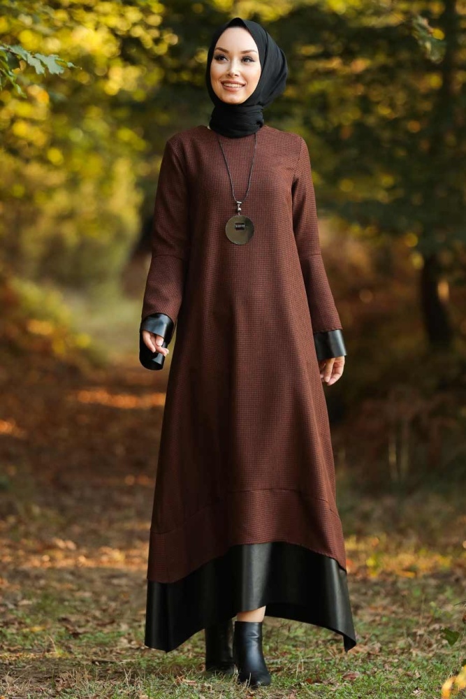 Terra Cotta Hijab Dress 3348KRMT - 1