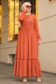 Terra Cotta Hijab Dress 44690KRMT - Thumbnail