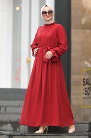 Terra Cotta Hijab Dress 51202KRMT - Thumbnail