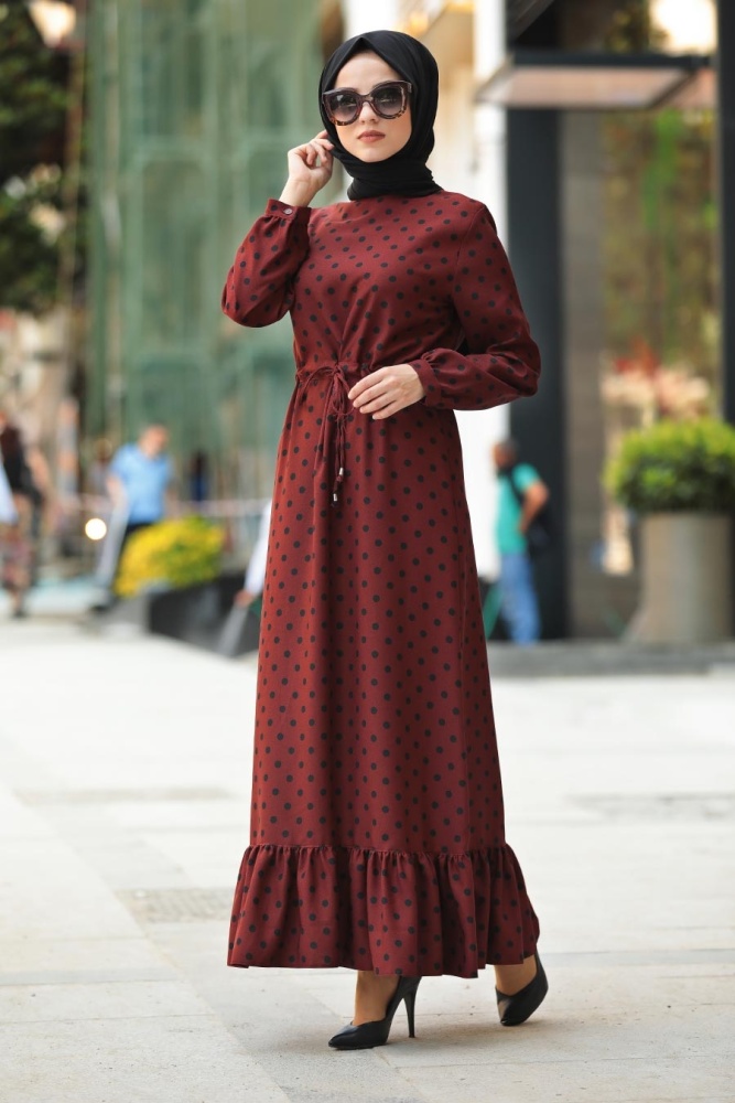 Terra Cotta Hijab Dress 5455KRMT - 1