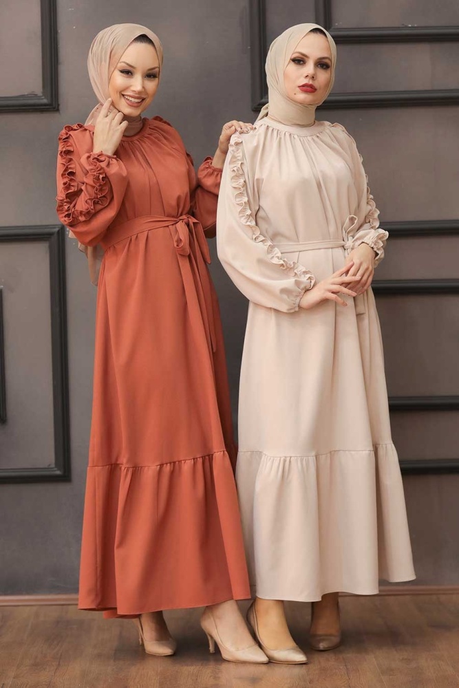 Terra Cotta Hijab Dress 6325KRMT - 2