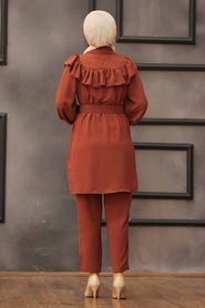 Terra Cotta Hijab Dual Suit Dress 14701KRMT - Thumbnail