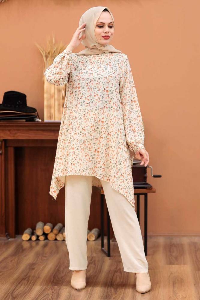 Terra Cotta Hijab Dual Suit Dress 30091KRMT - 1