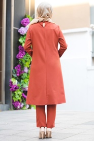 Terra Cotta Hijab Dual Suit Dress 5529KRMT - Thumbnail