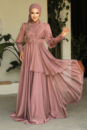 Neva Style - Modern Terra Cotta Islamic Bridesmaid Dress 21930KRMT - 1